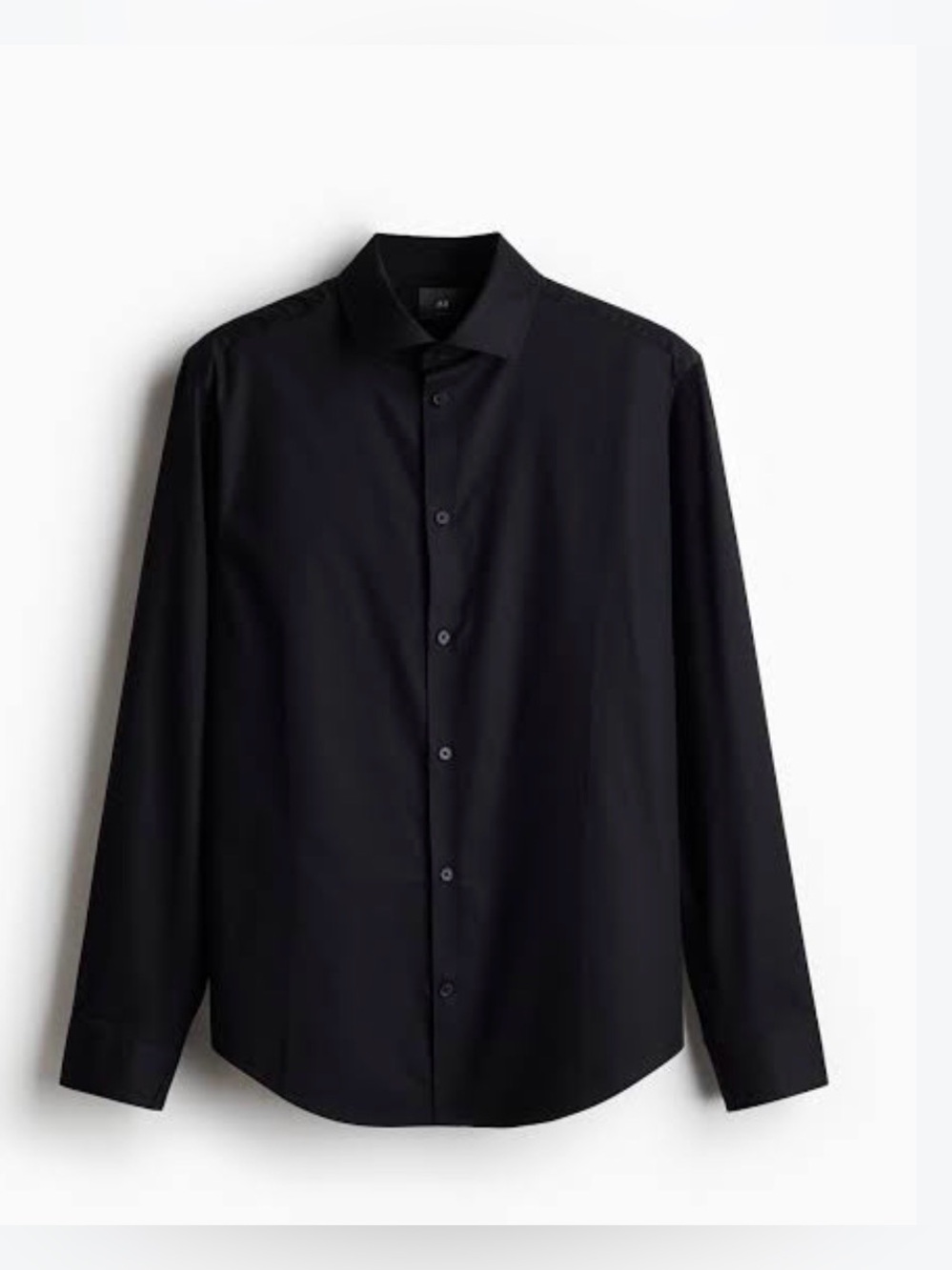 H&M Men's Black Skim Fit Easy Iron Long-Sleeve Button- Down Shirt